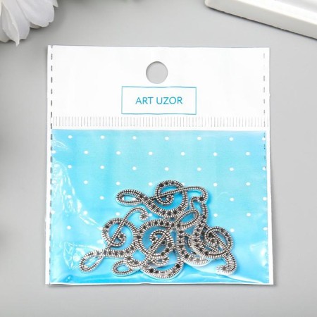 Decor Metal for creativity "Large violin key" silver 3.3x1.5 cm-2