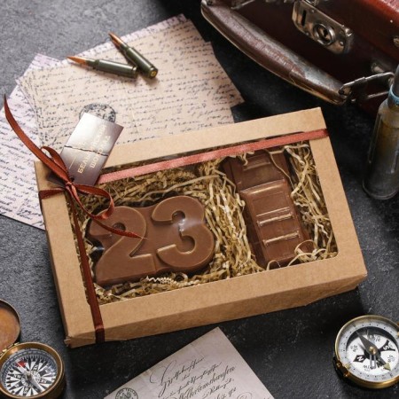 Belgian chocolate, 2 in 1 "February 23 + jeep", 160 g