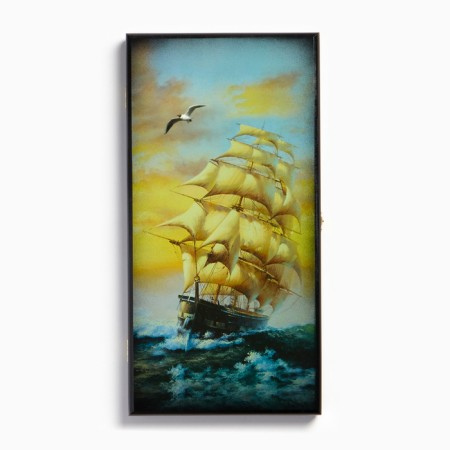 Wooden backgammon large, board game "Sea", 50 x 50 cm