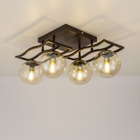 Ceiling chandelier Citilux "Breeze" CL106245, 58.5x33x23 cm, 4x60W, E14, brown color-4