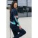 Female sports suit, size 50, dark blue color, turquoise