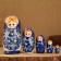 Matryoshka 5 puppet "Sima" blue, 17-18cm, manual painting.