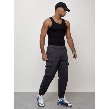 Cargo jeans men, size 56, dark gray color-2