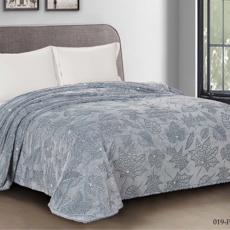 Glining blanket 150x200cm, leaves, Velsoft 260g/m, PE100%