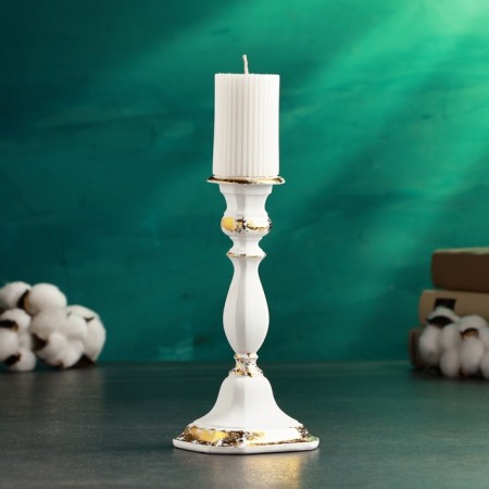 Tappert candlestick 21x10x10cm, white with gilding