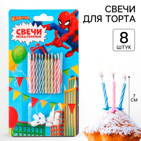 Set of candles absorbed for a cake, 10 pcs, Spider-Man-1