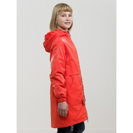 Raincoat for girls, height 134 cm, red color-7