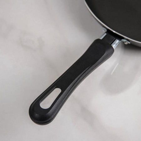 Pan PROMO, D = 24 cm, glass cover, plastic handle, anti -stick coating, black color-3