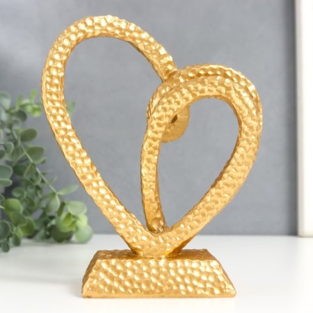 Polystone souvenir "Two hearts in one" gold 20.5x17x7 cm-4