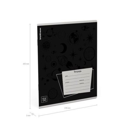 Notebook of 12 sheets in the Erichkrause "Black Pattern", selective UV-lace-12