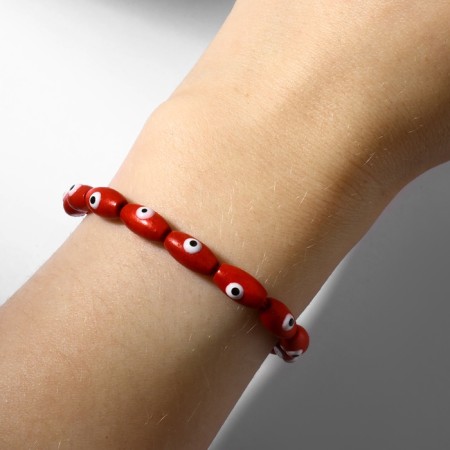 Bracelet-cooker "eyes", wooden risins, red color-3
