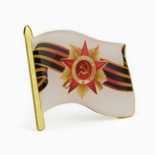 Значок "Флаг 9 мая" 3 х 2.5 см, белый