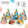 Set of paper caps, 6 people "Happy Birthday", blue tractor