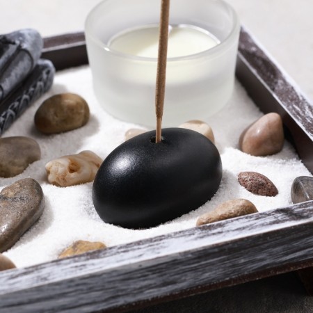 Garden of Stones with a stand for incense "Dream", 12.5x12.5x13cm, concrete-4