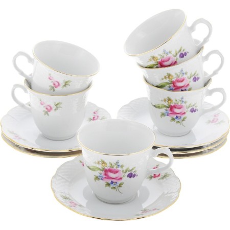 Tea Service 6/9 Menuet, decor "Meissen flower, gold laying", 15 items-1