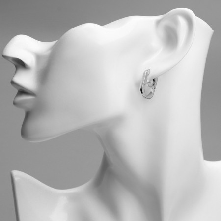 Earrings Metal Xuping Heart, Stone, Silver Color-2