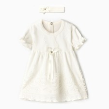Set: Short sleeve dress and crumb blindfold, 1.5-2 g, (86-92 cm), 100 % cotton