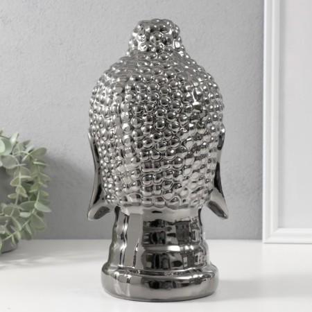 Souvenir ceramics "Buddha's head" silver 15x15x29 cm-2