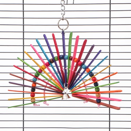 Toy for birds "Fan" with a bell, multi -colored, 25 x 20 cm-3