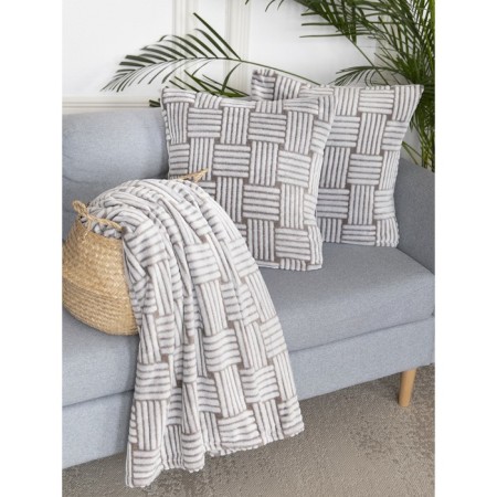 Pillowries decorative "stripes", size 50x50 cm, 2 pcs, brown color-1