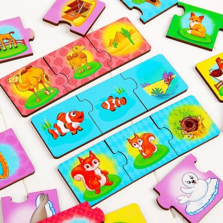 Set "Mom, baby, dwelling", (puzzle-three), element 5.5 × 5.5 cm, 16 mini-puzzles-1