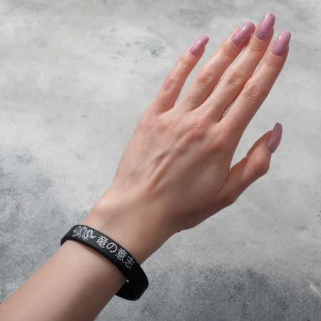 Silicone Bracelet "Dragon" Japanese, black and white color-1
