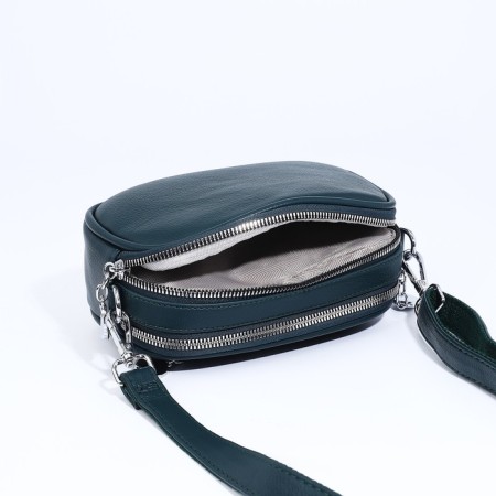 Bag Cross-Bodi on zippers, external pocket, dark green color-5