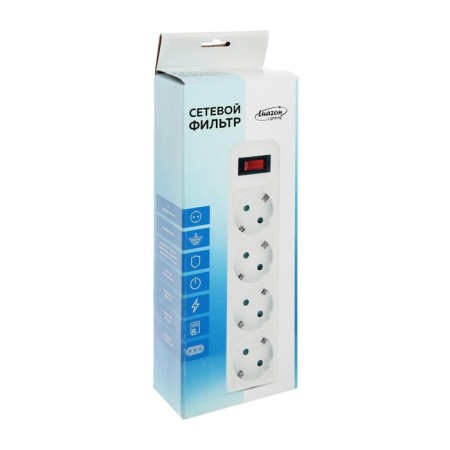 Luazon Lighting network filter, 4 sockets, 5 m, 2200 W, 3 x 0.75 mm2, 10 A, 220 V, black-3