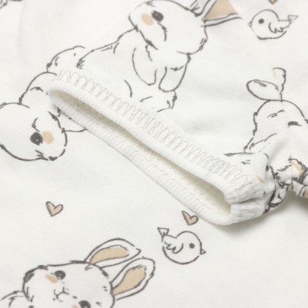 Body baby with short sleeve, white color/bunnies, height 80-2