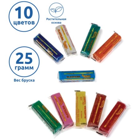 Plasticine on a vegetable basis of 10 colors, 250 g, Jovi, blister-2