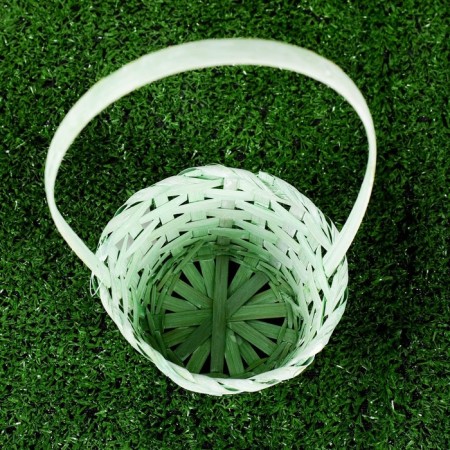 Wicker basket, bamboo, 13x13x9.5/28cm, green-2