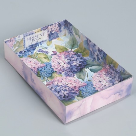 Confectionery packaging, Makarun box with PVC lid, “Gift for you”, 18 x 12 x 3.5 cm