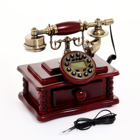 Retro telephone with a drawer, dark tree, 16x23x25 cm-1