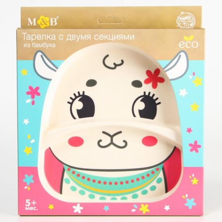 Baby Bamboo plate "Baby", 2 sections, mix-1