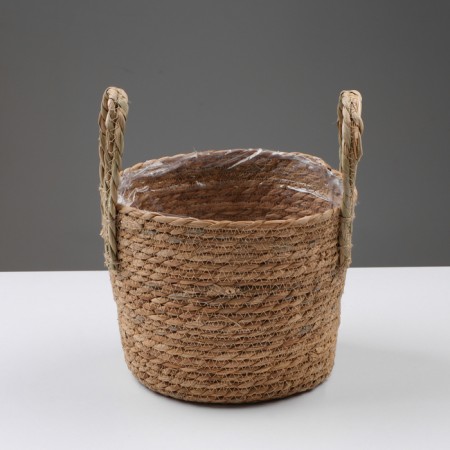 Kashpo wicker "Kenya" cylinder with handles, 21.5x21.5x18.8 cm, natural-1