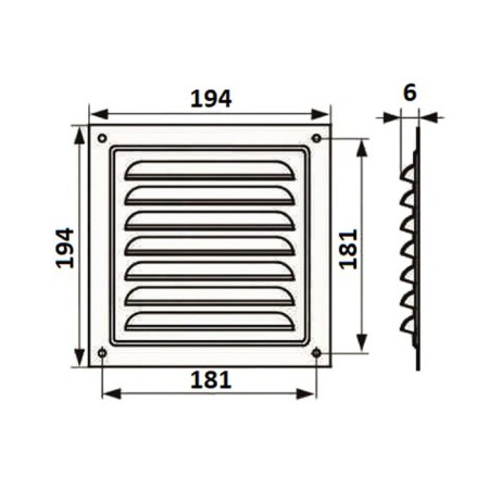 Ventilation grate Zein Lux RM1919KR, 190 x 190 mm, with a grid, metal, brown-6