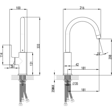 LEMARK COMFORT LM3073C kitchen mixer, single -leaf, spout length - 181 mm, chrome-6