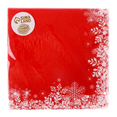 Paper napkins "Snowflakes on red", 33x33 cm, set 20 pcs.-3
