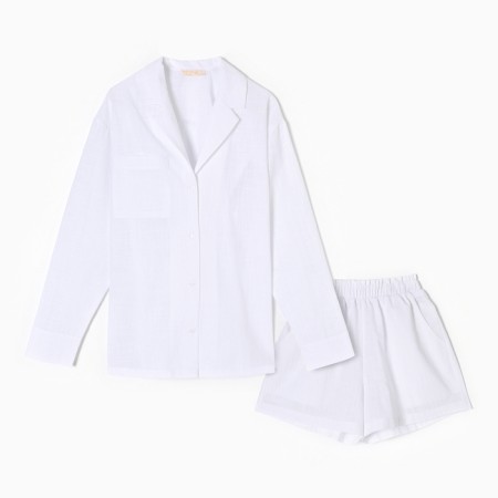 Female pajamas (shirt and shorts) KAFTAN LINEN, R.48-50, White-6