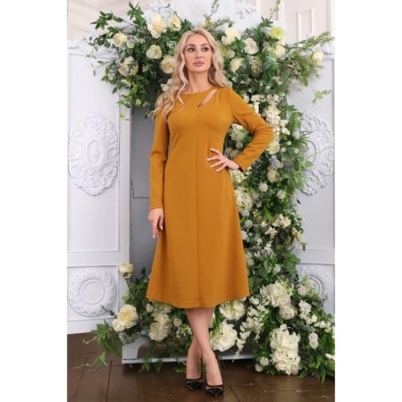 Female dress, size 50, mustard color-17