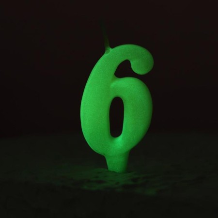 Candle for the cake number "Luminescent", 5.5 cm, number "6"-1