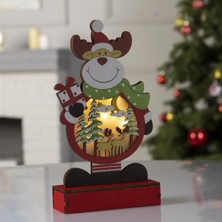 LED figure "Deer" 13 × 24 × 5 cm, wood, AAX2 batteries (not complete), glow warm white