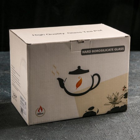 A glass teapot with a bamboo cover and a metal filter “IVF. Bable ", 800 ml, 22 × 12.5 × 15 cm-2