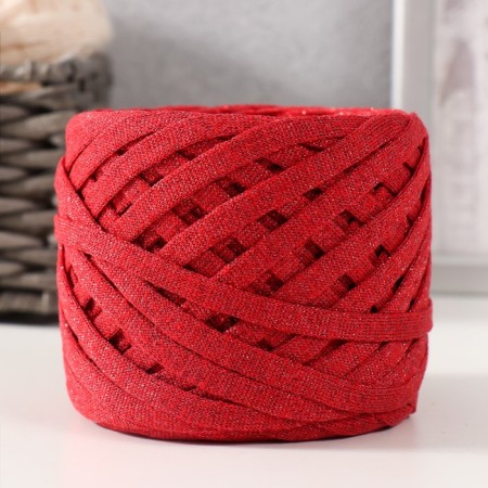 Knitted yarn "Ribbon" with Lurex 85m/170 ± 5 g (red, lurex: Red)