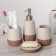A set of accessories for the bathroom “minimal”, 4 items (dispenser, soap dish, 2 glasses), beige color