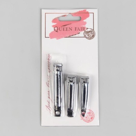 Manicure nippers, set, 3 pcs, 5/5.5/7 cm, on blist, silver color-2