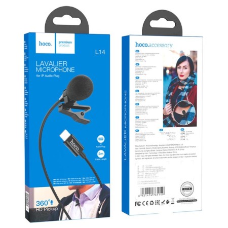 The loop microphone Hoco L14, Lightning, 2 m, black-8