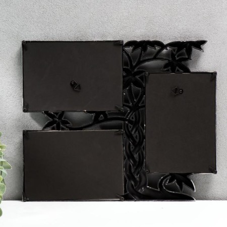 Photo frame plastic in 3 photos 10x15 cm "wood-cat" dark silver 32.5x26.5x2 cm-2