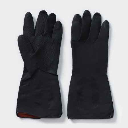 Gloves of economic latex shares, size M, protective, chemically persistent, 55 grams, black color-4