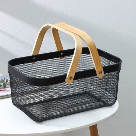 Universal rectangular basket LADOOM, 40 × 25 × 18.5 cm, black color